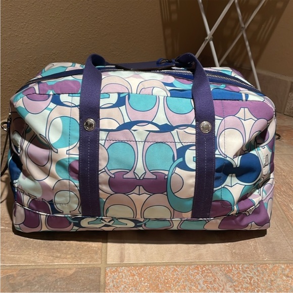 Coach Kyra F77297 Large Duffle Bag Big C Blue, Cream, Purple - Picture 5 of 9